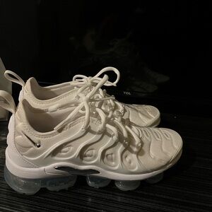 White VaporMax Plus 
Only worn twice.
Price is negligible.